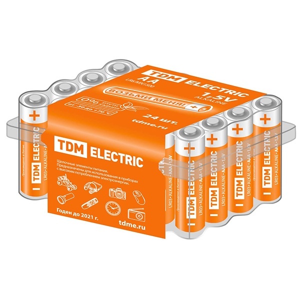 Батарейка TDM AA LR6 Alkaline 1,5V (упаковка 24 шт)