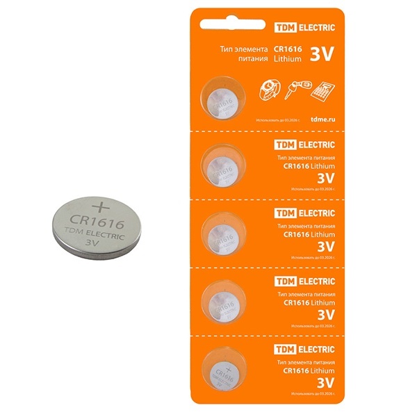 Батарейка TDM CR1616 Lithium 3V (упаковка 100шт)