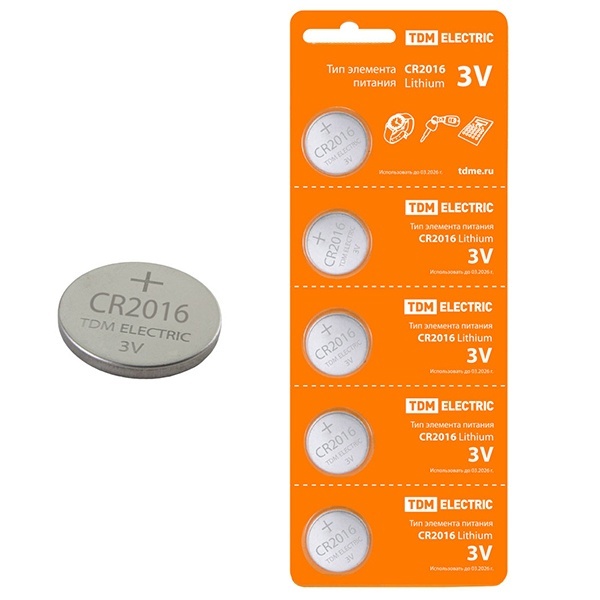 Батарейка TDM CR2016 Lithium 3V (упаковка 100шт)