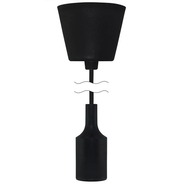 Патрон TDM пластиковый Е27 с подвесом 1 м, черный