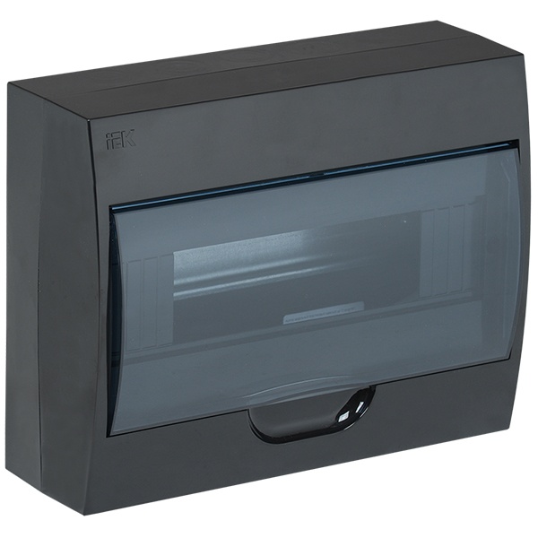 Щит навесной пластиковый ИЭК ЩРН-П-12 12 модулей черный с прозрачной дверкой IP41 (электрический шкаф)
