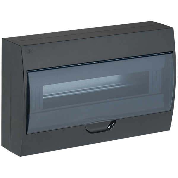 Щит навесной пластиковый ИЭК ЩРН-П-18 18 модулей черный с прозрачной дверкой IP41 (электрический шкаф)