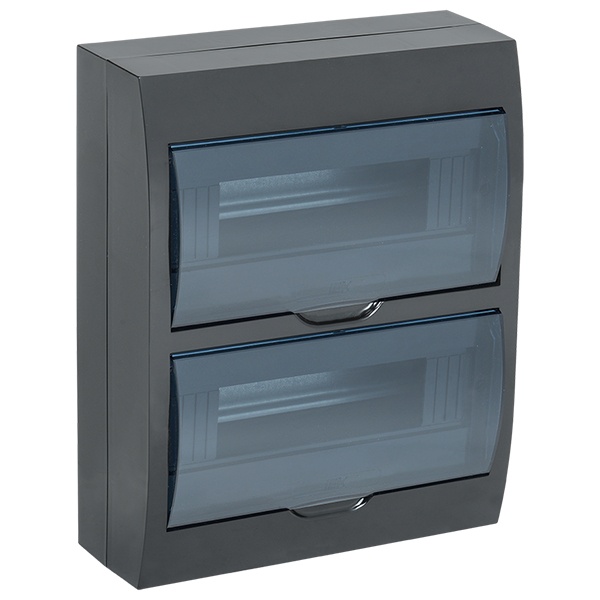 Щит навесной пластиковый ИЭК ЩРН-П-24 24 модуля (2х12) черный с прозрачной дверкой IP41 (электрический шкаф)