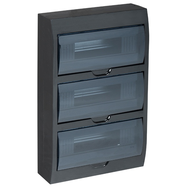 Щит навесной пластиковый ИЭК ЩРН-П-36 36 модулей (3х12) черный с прозрачной дверкой IP41 (электрический шкаф)