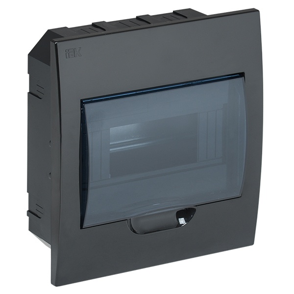 Щит встраиваемый пластиковый ИЭК ЩРВ-П-8 8 модулей черный с прозрачной дверкой IP41