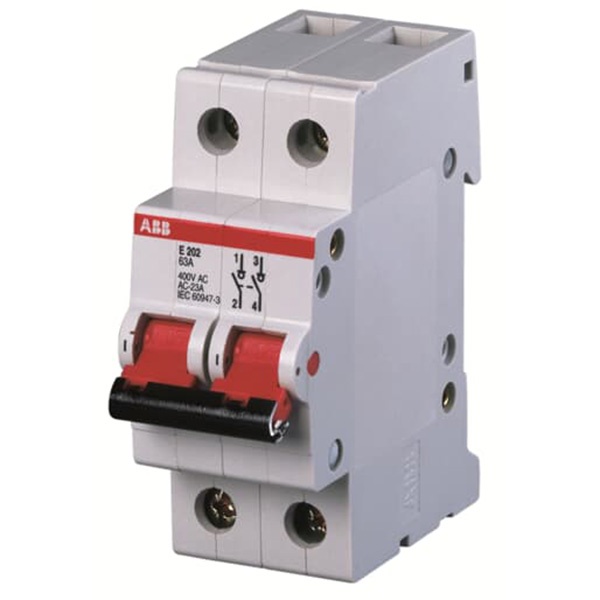 Рубильник модульный ABB 2П 125А рычаг красный E202r (выключатель нагрузки)
