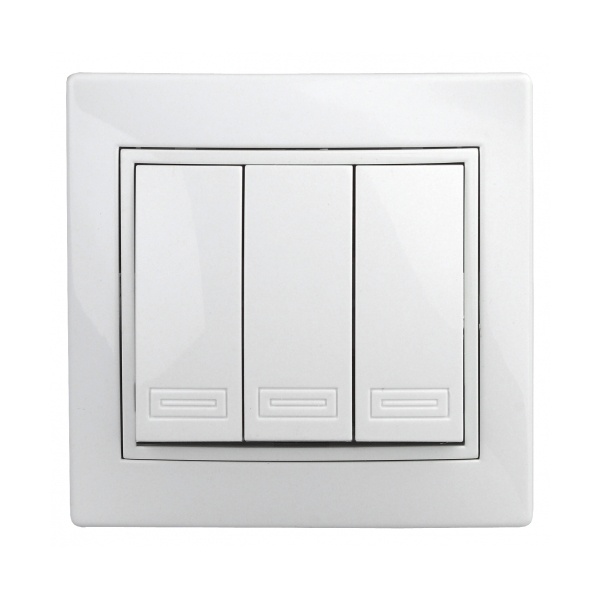 Выключатель трехклавишный Intro 10А 250В IP20 Plano, белый 1-106-01