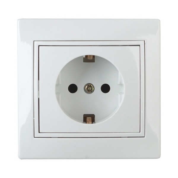 Розетка Intro 2P+E Schuko 16А 250В IP20 Plano, белый 1-202-01