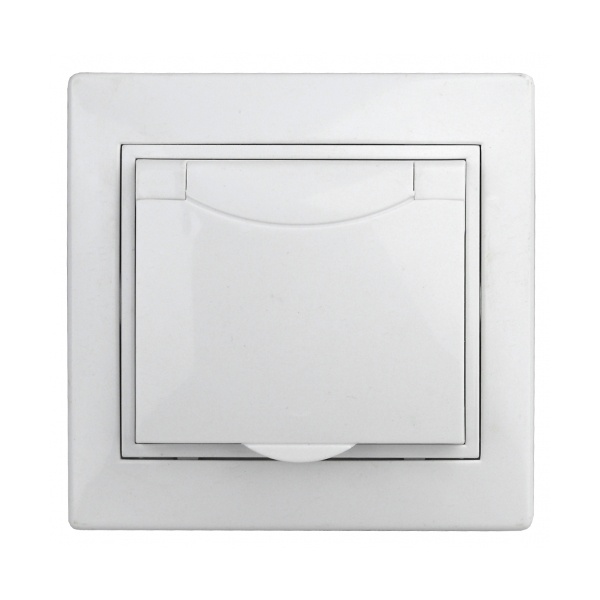 Розетка Intro 2P+E Schuko с крышкой 16А 250В IP20 Plano, белый 1-203-01