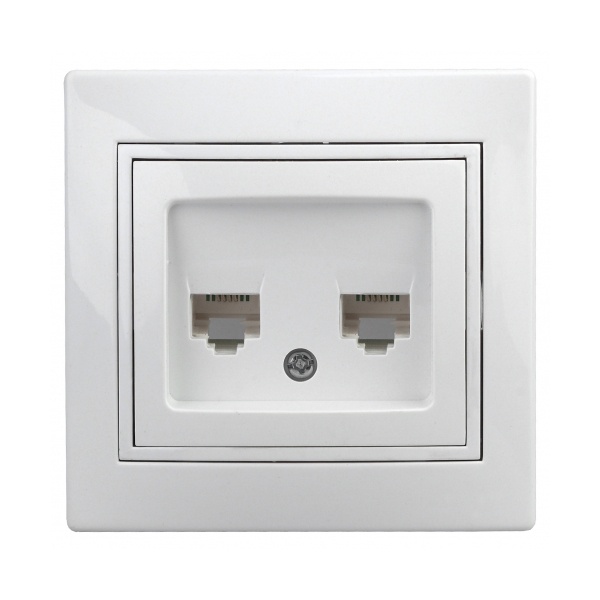 Розетка информационная Intro 2хRJ45 IP20 Plano, белый 1-304-01
