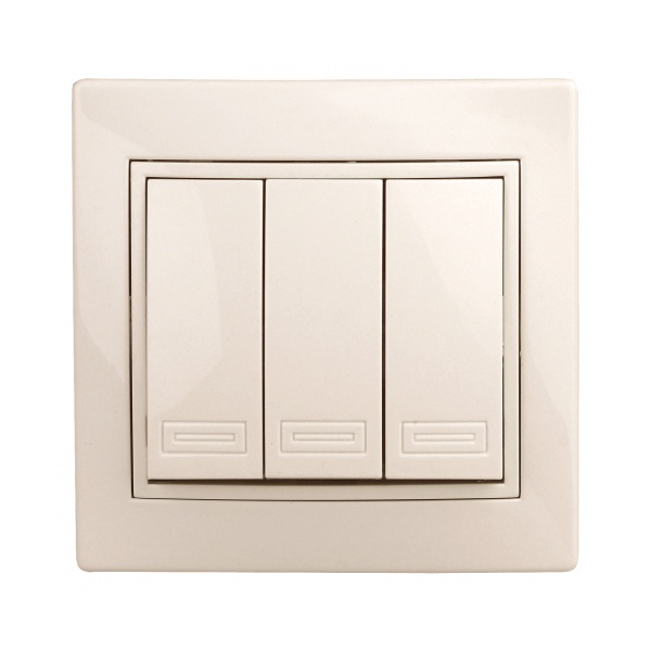 Выключатель трехклавишный Intro 10А 250В IP20 Plano, слоновая кость 1-106-02 (бежевый)