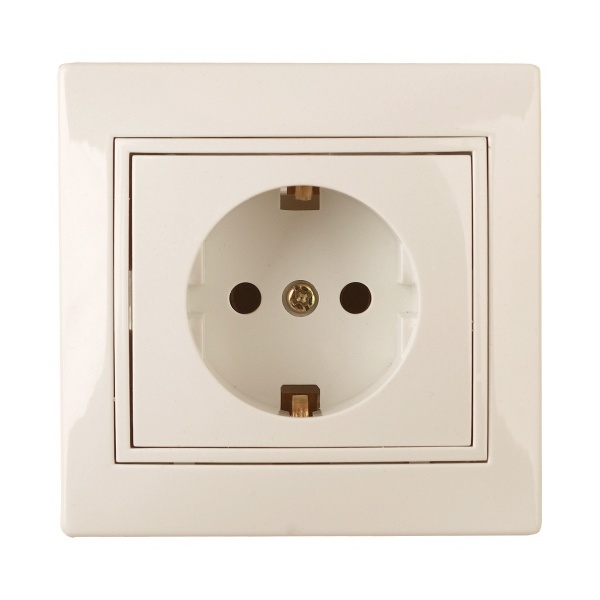 Розетка Intro 2P+E Schuko 16А 250В IP20 Plano, слоновая кость 1-202-02 (бежевый)