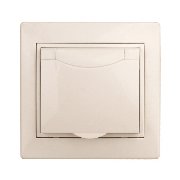 Розетка Intro 2P+E Schuko с крышкой 16А 250В IP20 Plano, слоновая кость 1-203-02 (бежевый)