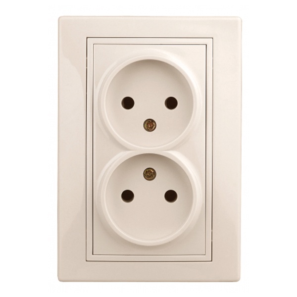 Розетка Intro 2х2P 16А 250В IP20 Plano, слоновая кость 1-204-02 (бежевый)