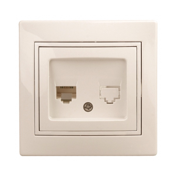Розетка информационная Intro RJ45 IP20 Plano, слоновая кость 1-303-02 (бежевый)
