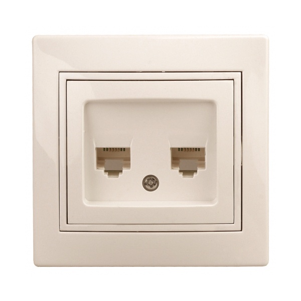 Розетка информационная Intro 2хRJ45 IP20 Plano, слоновая кость 1-304-02 (бежевый)