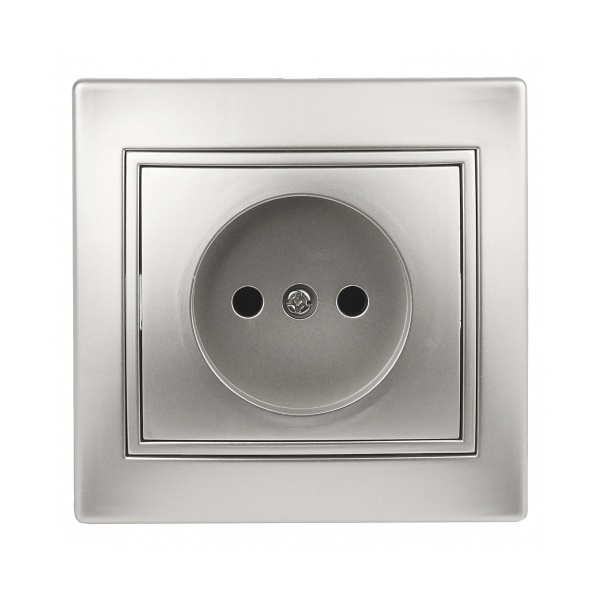 Розетка Intro 2P 16А 250В IP20 Plano, алюминий 1-201-03