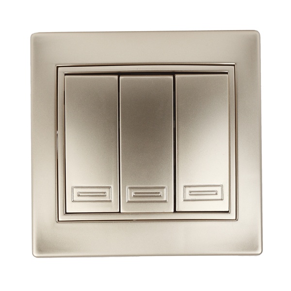 Выключатель трехклавишный Intro 10А 250В IP20 Plano, шампань 1-106-04
