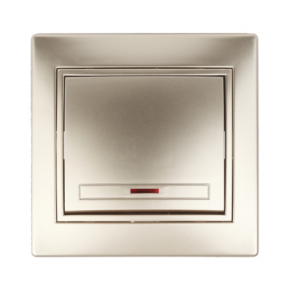 Выключатель с подсветкой Intro 10А 250В IP20 Plano, шампань 1-102-04