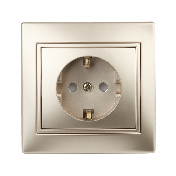 Розетка Intro 2P+E Schuko 16А 250В IP20 Plano, шампань 1-202-04