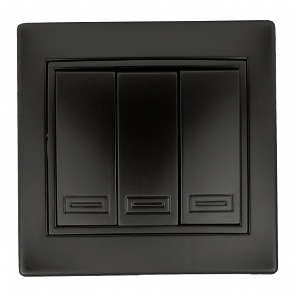 Выключатель трехклавишный Intro 10А 250В IP20 Plano, антрацит 1-106-05