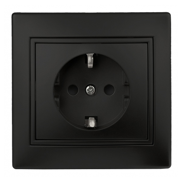 Розетка Intro 2P+E Schuko 16А 250В IP20 Plano, антрацит 1-202-05