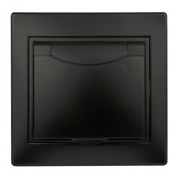 Розетка Intro 2P+E Schuko с крышкой 16А 250В IP20 Plano, антрацит 1-203-05