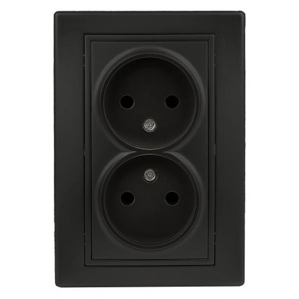 Розетка Intro 2х2P 16А 250В IP20 Plano, антрацит 1-204-05