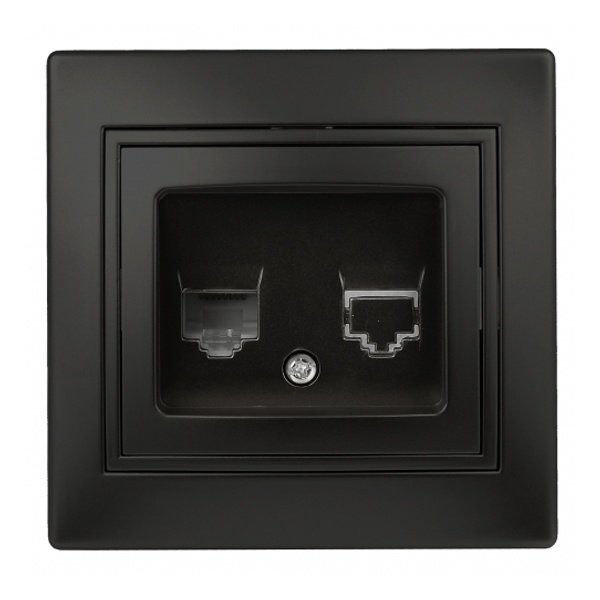 Розетка телефонная Intro RJ11 IP20 Plano, антрацит 1-302-05