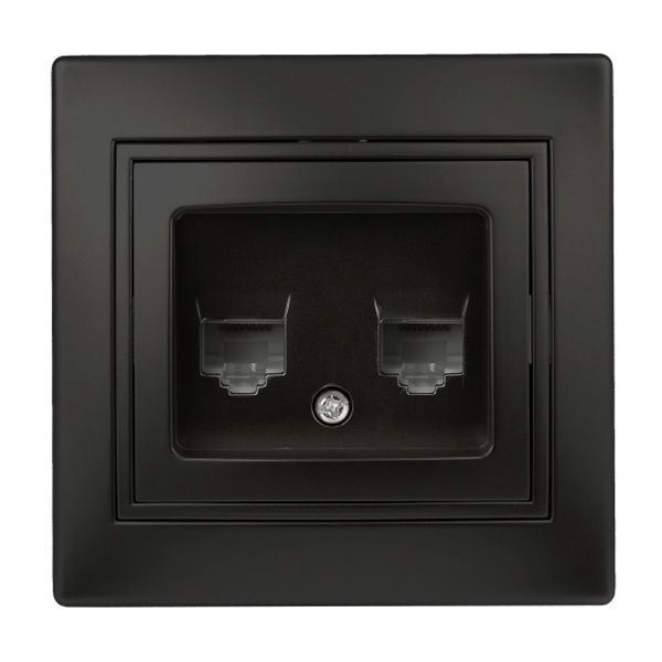 Розетка информационная Intro 2хRJ45 IP20 Plano, антрацит 1-304-05