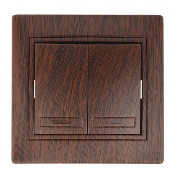 Выключатель двухклавишный Intro 10А 250В IP20 Plano, венге 1-104-10