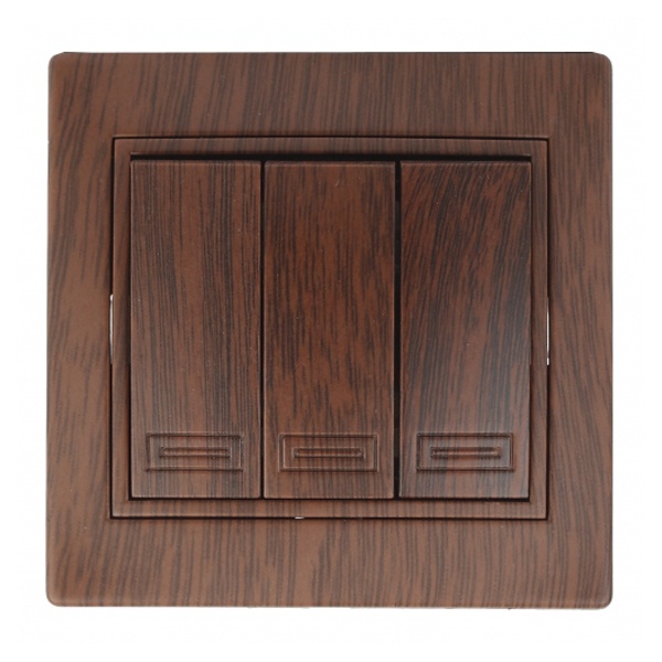 Выключатель трехклавишный Intro 10А 250В IP20 Plano, венге 1-106-10