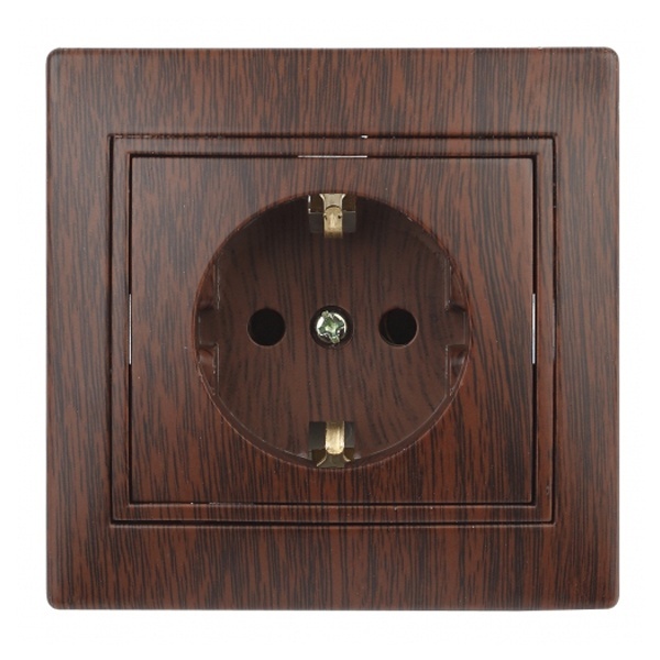 Розетка Intro 2P+E Schuko со шторками 16А 250В IP20 Plano, венге 1-206-10