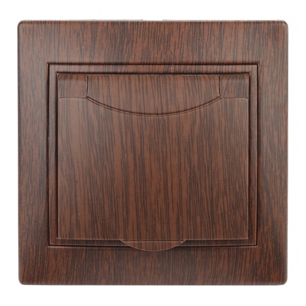 Розетка Intro 2P+E Schuko с крышкой 16А 250В IP20 Plano, венге 1-203-10