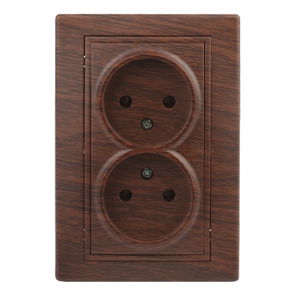 Розетка Intro 2х2P 16А 250В IP20 Plano, венге 1-204-10