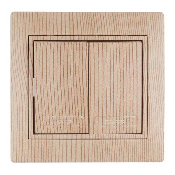 Выключатель двухклавишный Intro 10А 250В IP20 Plano, сосна 1-104-11