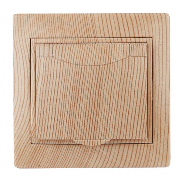 Розетка Intro 2P+E Schuko с крышкой 16А 250В IP20 Plano, сосна 1-203-11