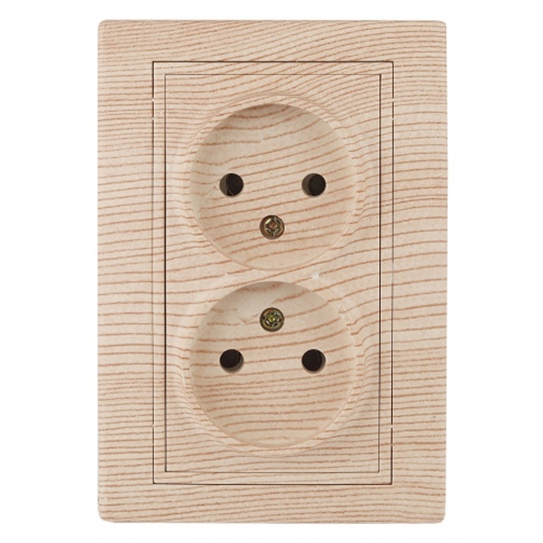 Розетка Intro 2х2P 16А 250В IP20 Plano, сосна 1-204-11