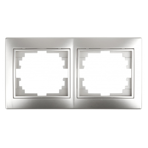 Рамка на 2 поста горизонтальная Intro Plano, алюминий 1-502-03