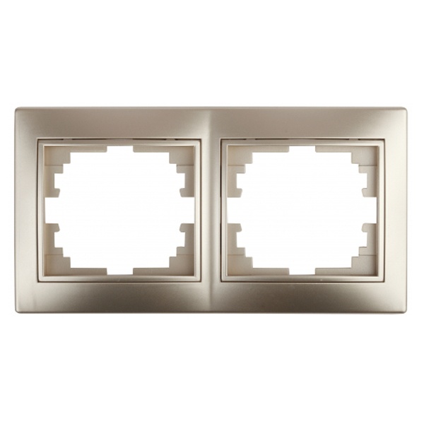 Рамка на 2 поста горизонтальная Intro Plano, шампань 1-502-04