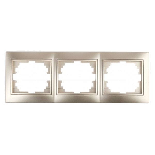 Рамка на 3 поста горизонтальная Intro Plano, шампань 1-503-04