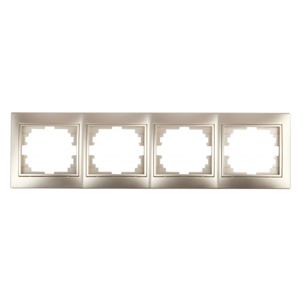 Рамка на 4 поста горизонтальная Intro Plano, шампань 1-504-04