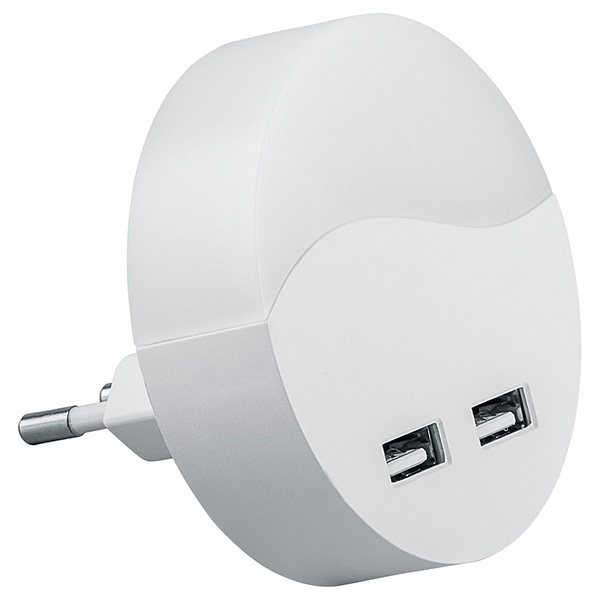Светильник ночник Feron c 2мя USB выходами, FN1122 0,45W 230V, белый