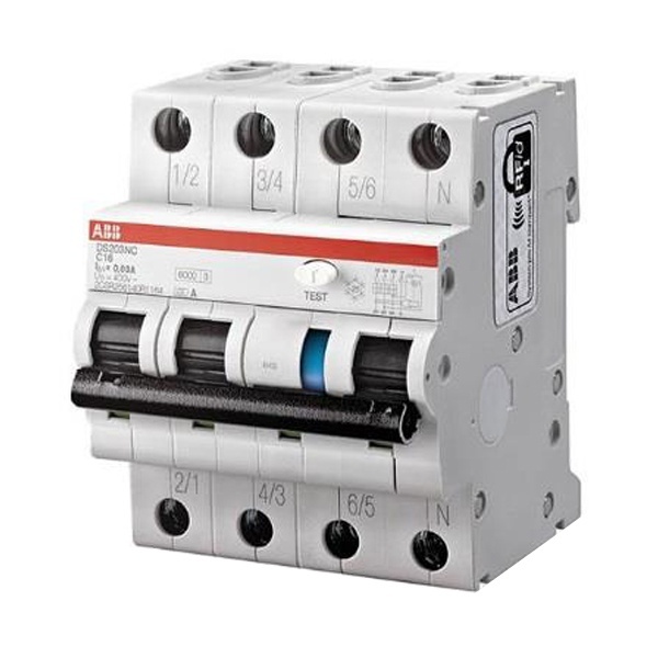 Дифференциальный автомат ABB DS203NCL C10А 30mA тип АС 3P+N трехфазный электромеханический 4,5кА (дифавтомат, АВДТ)