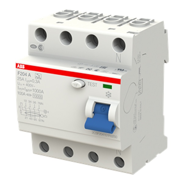 УЗО ABB F204 A-80/0,5 4-х полюсное тип A 80A 500mA 4 модуля (ВДТ)