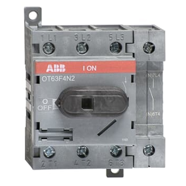 Рубильник OT63F4N2 до 63А 4х полюсный для установки на DIN-рейку или плату (с резервной ручкой) (выключатель нагрузки)