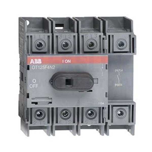 Рубильник OT125F4N2 до 125А 4х полюсный для установки на DIN-рейку или плату (с резервной ручкой) (выключатель нагрузки)