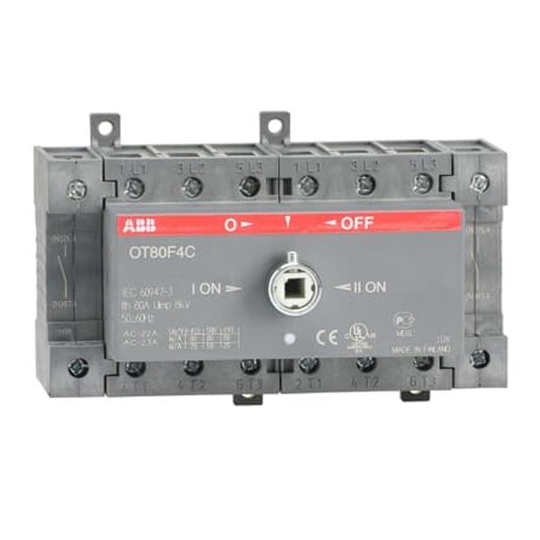 Реверсивный рубильник OT80F4C до 80A 4х полюсный для установки на DIN-рейку или плату (без ручки) (выключатель нагрузки)