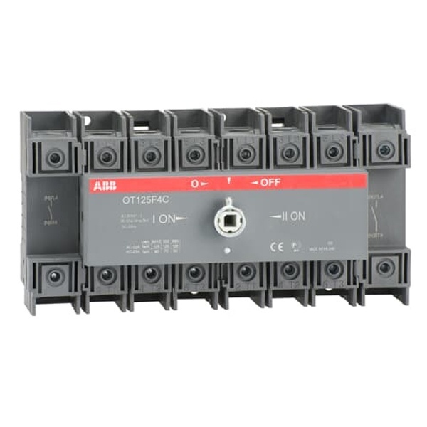 Реверсивный рубильник OT125F4C до 125A 4х полюсный для установки на DIN-рейку или плату (без ручки) (выключатель нагрузки)