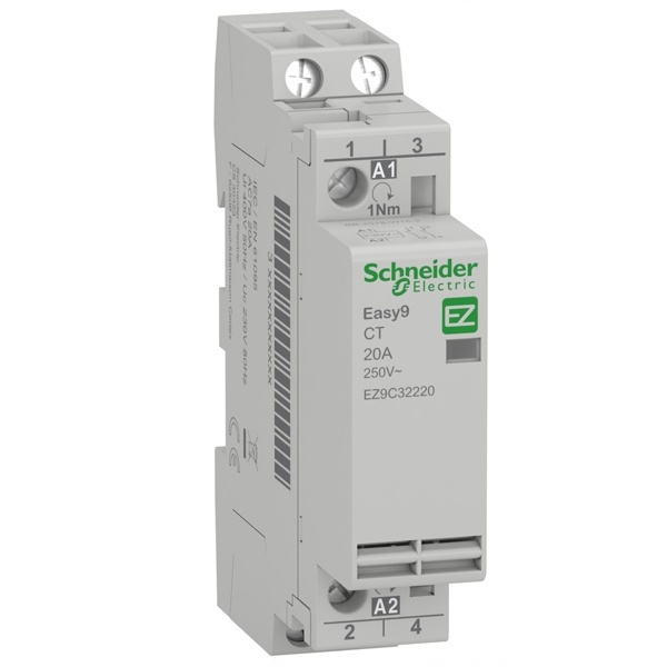 Модульный контактор Easy9 СТ Schneider Electric 20A 2 полюса 2НО 220/230В АС 50ГЦ 1 модуль